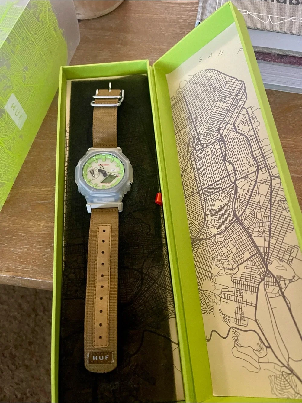 G-Shock Lime Green huf limited edition watch in case